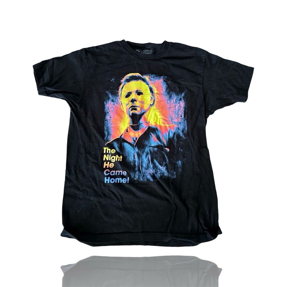 Halloween Michael Myers Men's T-Shirt Black Graphic Short Sleeve Size L Horror